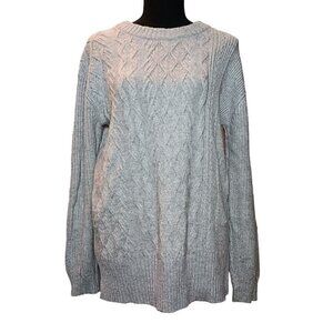 Banana Republic Women's Cable Knit Gray Pullover Crew Neck Sweater